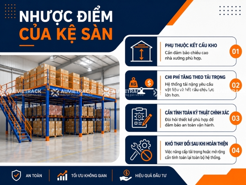 Nhược điểm của kệ sàn