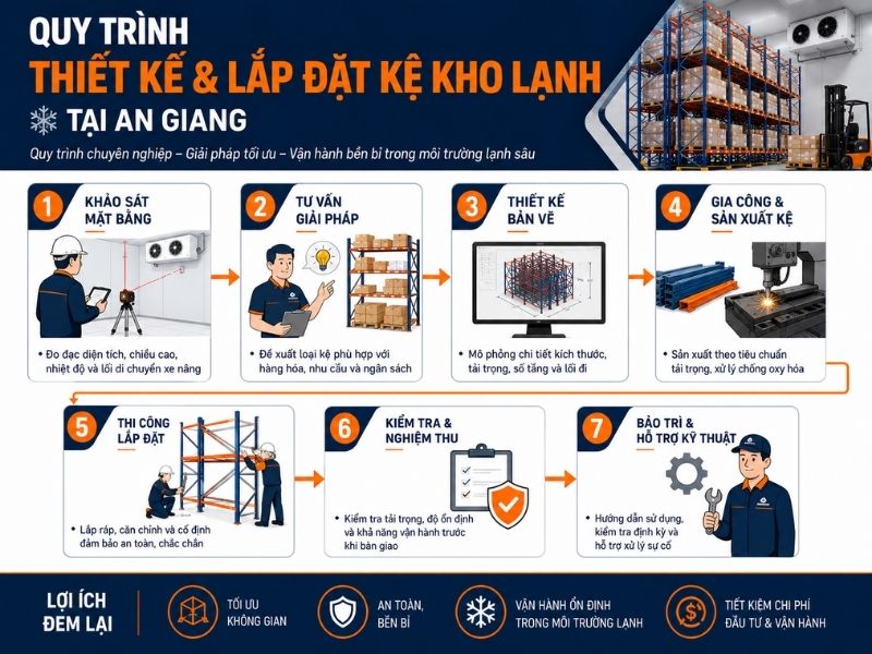 Quy trình thiết kế và lắp đặt kệ kho lạnh tại An Giang
