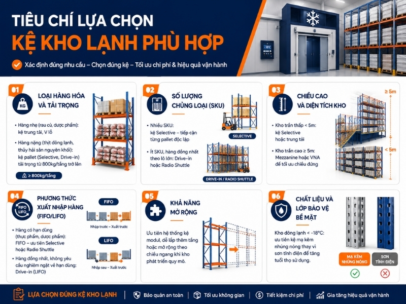 Tiêu chí chọn kệ kho lạnh phù hợp