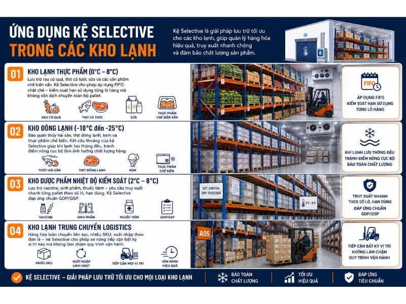 Ứng dụng kệ Selective