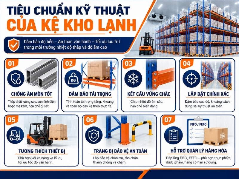 Các tiêu chuẩn kỹ thuật kệ kho lạnh tại Tây Ninh