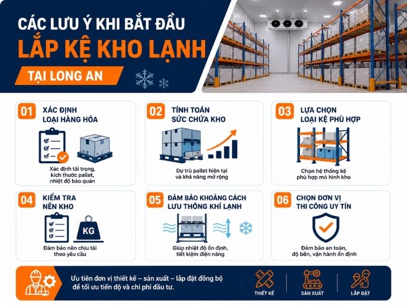 Các lưu ý khi thi công kệ kho lạnh tại Long An