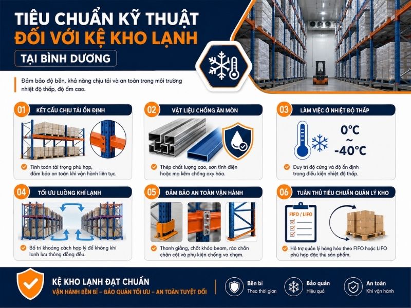 Tiêu chuẩn kỹ thuật đối với kệ kho lạnh tại Bình Dương