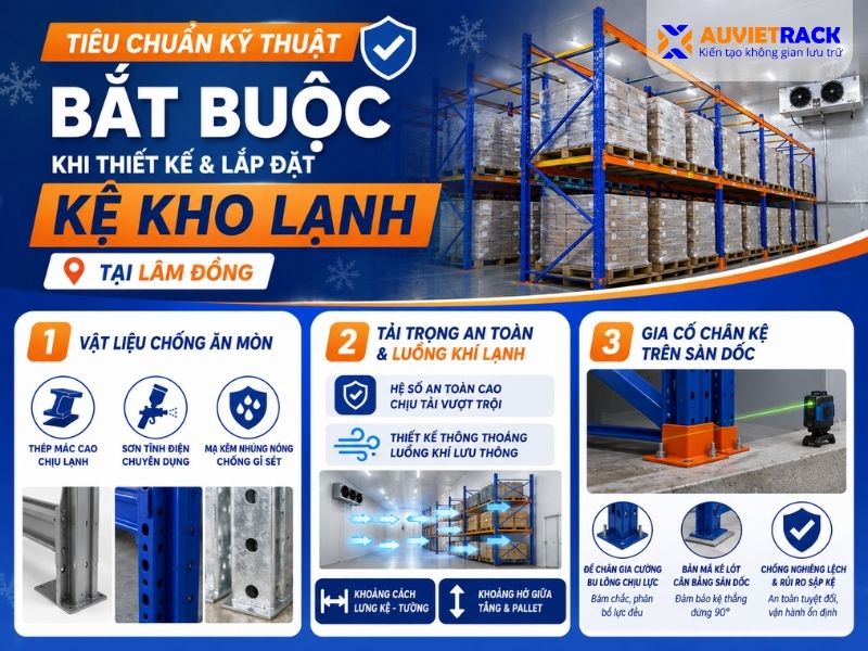Tiêu chuẩn kỹ thuật bắt buộc khi thiết kế và lắp đặt kệ kho lạnh tại Lâm Đồng 