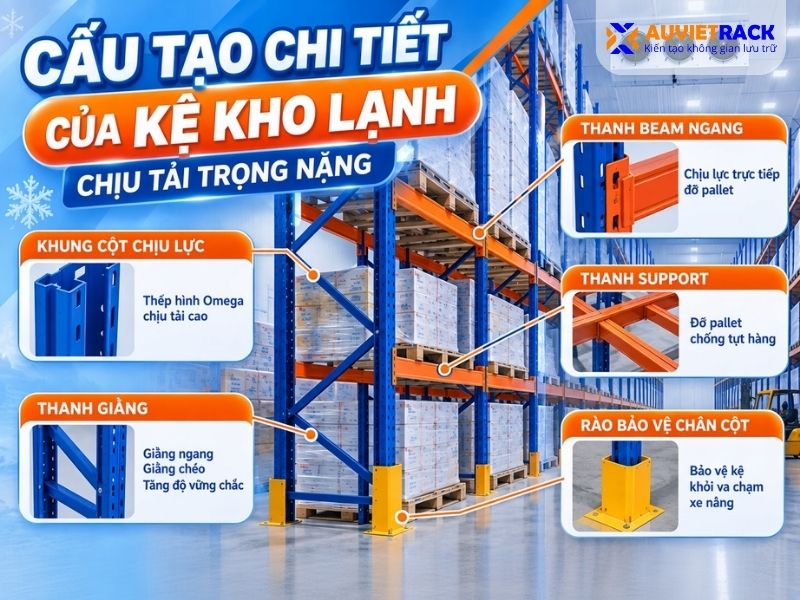 Cấu tạo chi tiết của kệ kho lạnh chịu tải trọng nặng tại Bạc Liêu 
