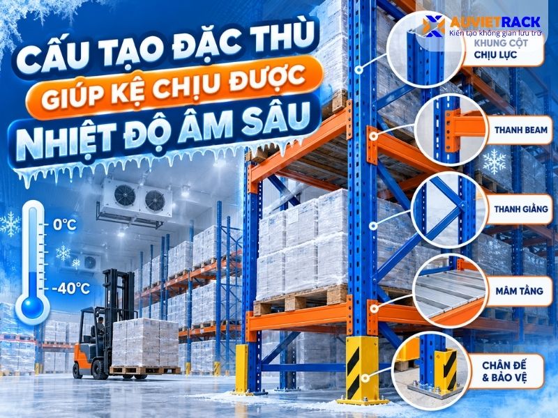 Cấu tạo đặc thù giúp kệ chịu được nhiệt độ âm sâu 