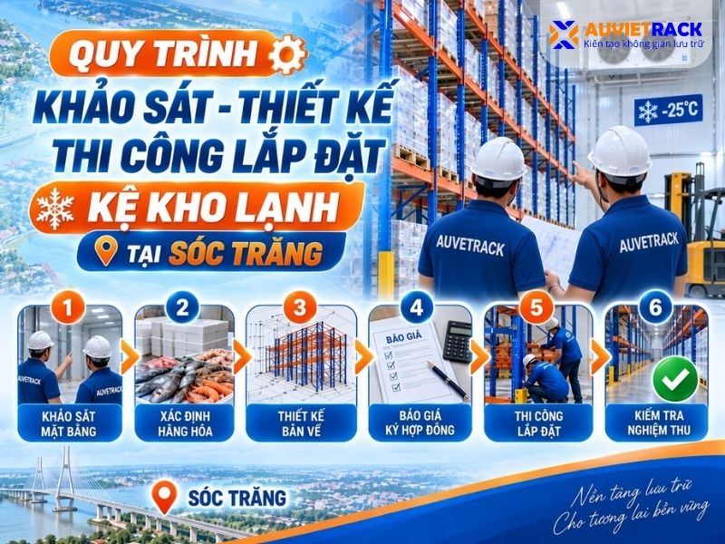 Quy trình khảo sát thiết kế thi công lắp đặt kệ kho lạnh tại Sóc Trăng