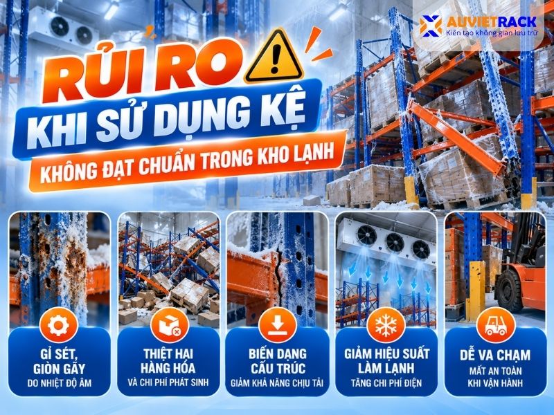 Rủi ro khi sử dụng kệ không đạt chuẩn trong kho lạnh 