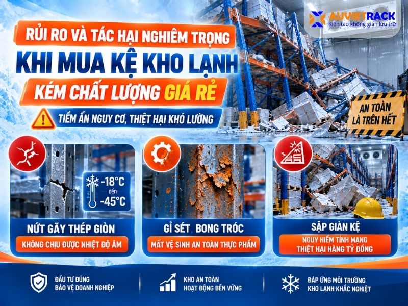 Rủi ro và tác hại nghiêm trọng khi mua kệ kho lạnh kém chất lượng giá rẻ