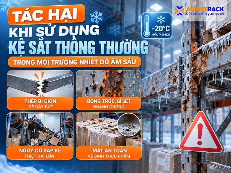 Tác hại khi sử dụng kệ sắt thông thường trong môi trường nhiệt độ âm sâu 