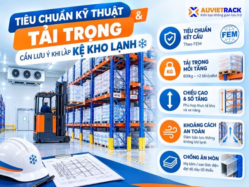 Tiêu chuẩn kỹ thuật và tải trọng cần lưu ý khi lắp kệ kho lạnh tại Sóc Trăng